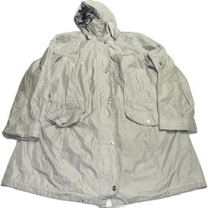 Fleet Street Gray Women's XL Hooded Full‎ Zip Rain Jacket London New York